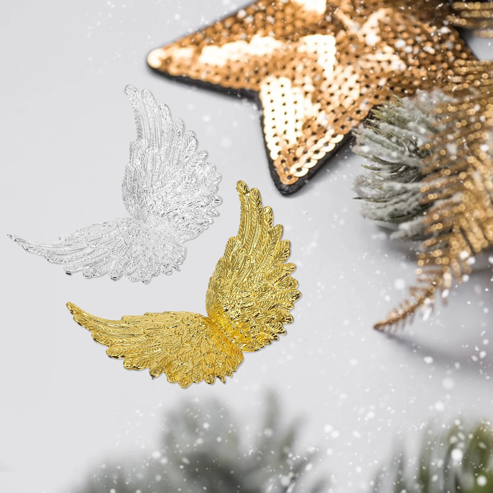 

24pcs Wings Wing For Cake Decor Decoration 8cm Mini Plastic Cake Ornaments Golden 12 Silver 12 DIY Craft Accessories