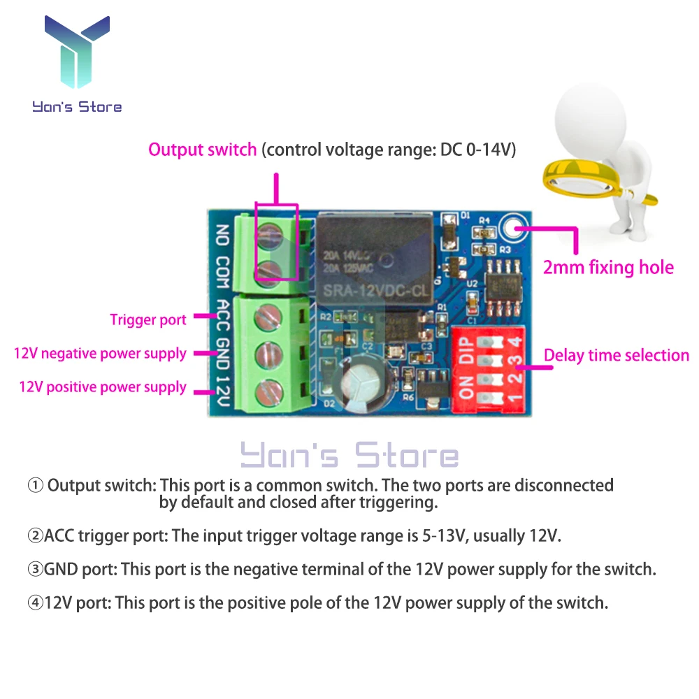 DC 12V Time Delay Relay Module Car Power On/off Delay Relay Switch For Car Modification Lighting Door And Window Delayed Lifting