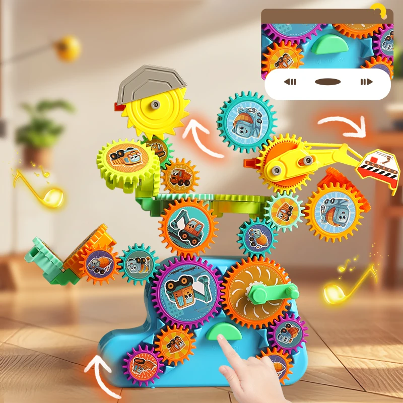 Creative Electric Gears Set Building Blocks DIY 3D Rotate Assembly Model Plastic Bricks Educational Toys For Children Gifts