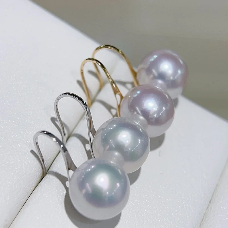 

SGARIT Jewelry Big pearl 9-10mm 18k Gold Earring Freshwater White Round Pearl Stud for Women Fashion Birthday Gift SE44