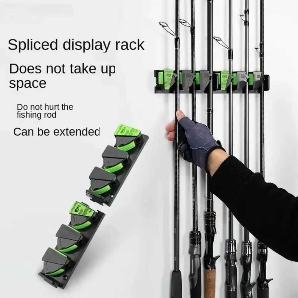 New Plastic Fishing Rod Rack Wall Mount Black Green 6 Gear Bracket Rod Holder Vertical Horizontal 6-Rod Rack Fishing Tools