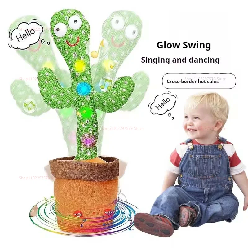 1pc Dansende Cactus Speelgoed Herhaal Praten Liedje Luidspreker Wriggle Dans Zingen Talk Plushie Gevulde Interactie Decoratie Onderwijs Pla
