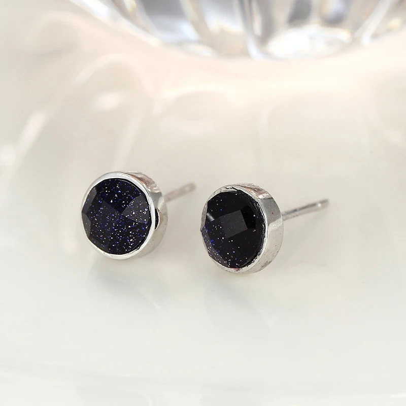 Modian New Arrival 100% 925 Sterling Silver Black Opal Sparkling Stud Earrings For Women Valentine\'s Day Silver Jewelry