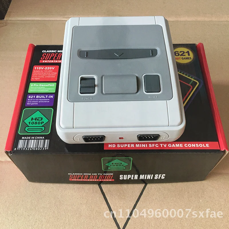 Máquina de juego SFC 621 HD SNES Mini TV HDMI Consola con cable rojo y blanco - Edición simplificada para 2 jugadores - Estilo vintage