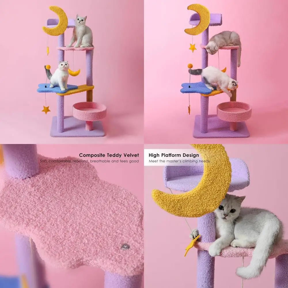 

Большая домашняя бархатная кошачья деревья с когтеточкой диаметром 104 см и многоуровневыми платформами для занятий большими кошками