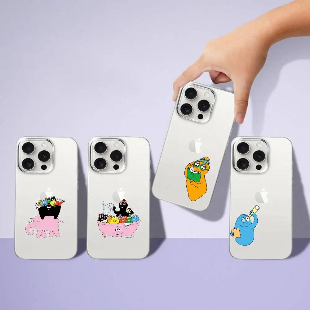 I-Barbapapa süße kristallklare weiche Handyhülle: stoßfeste transparente Hülle für iPhone 17,16,15,14,13,12,11 Pro Max, Mini, Plus