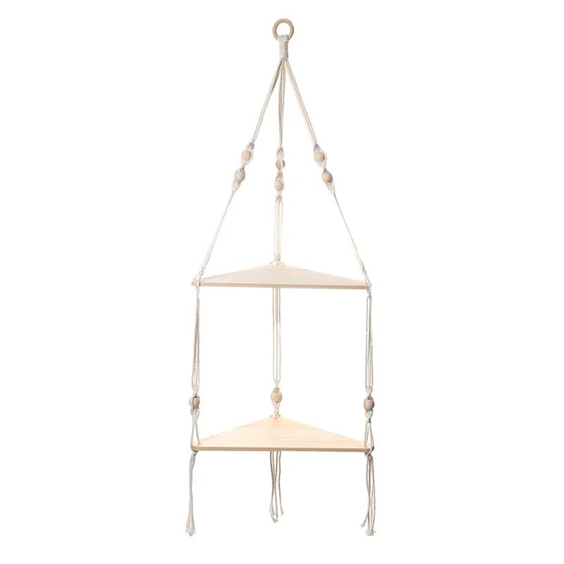 

ABWP-1 PCS Shelves With Wood Shelf Handmade Shelf With Beautiful Macrame Rope And Shelf For Hanging Plant And Decor