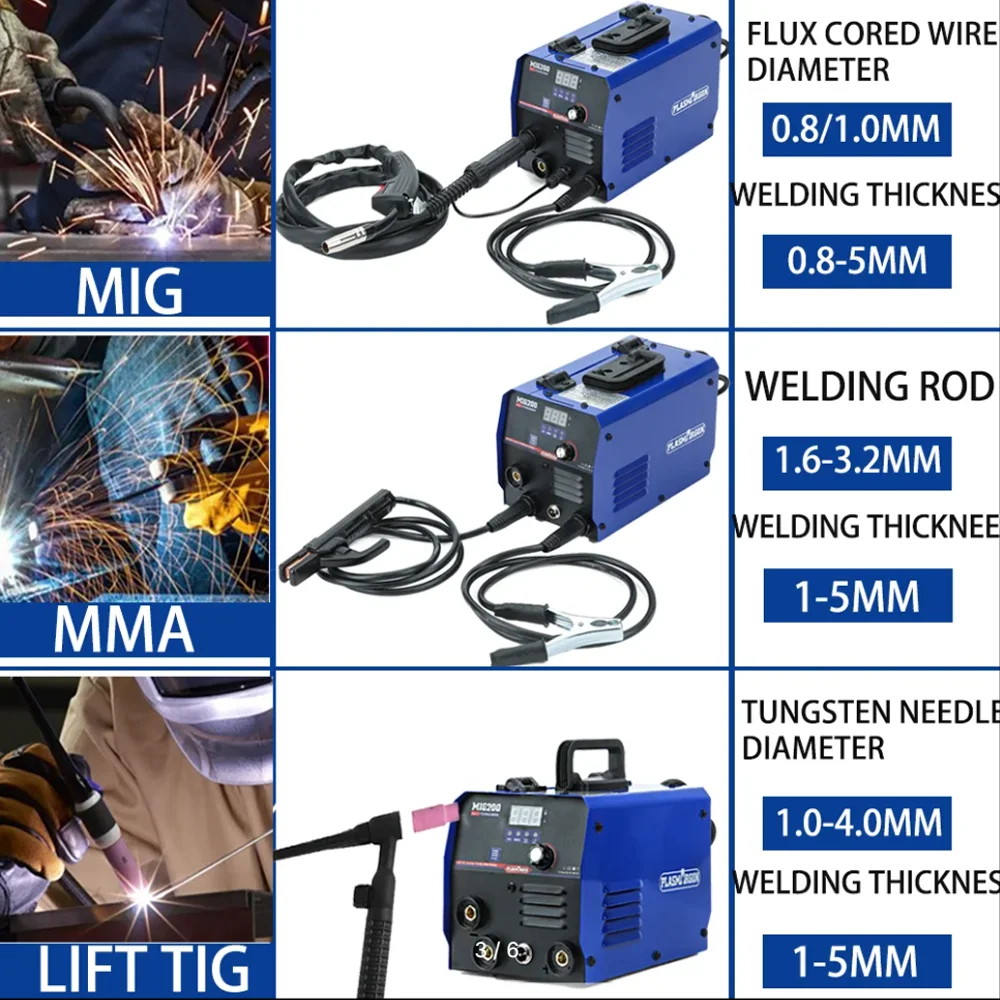 Mig-máquina de soldadura semiautomática sin gas, 3 en 1, Mig MMA Lift Tig Arc, 220V, máquina de soldadura doméstica