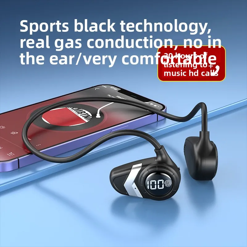 

New arrival bone conduction bluetooth headset sports non-in-ear air conduction digital display headset