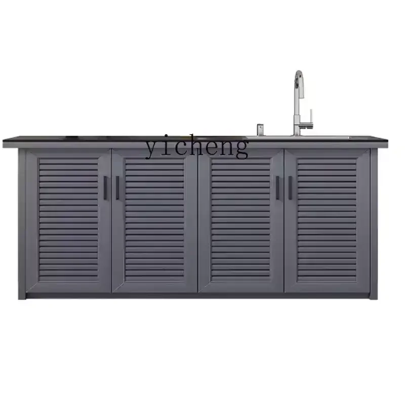 

rock slab aluminum alloy sink basin integrated outdoor courtyard sink cabinet storage locker