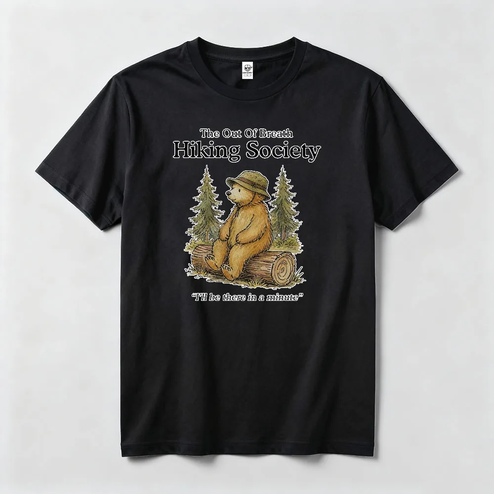 Out of Breath Hiking Society Unisex T Shirt Unhinged Silly T Shirt Weird Graphic Tees Relatable Hiking Nature Women Tops