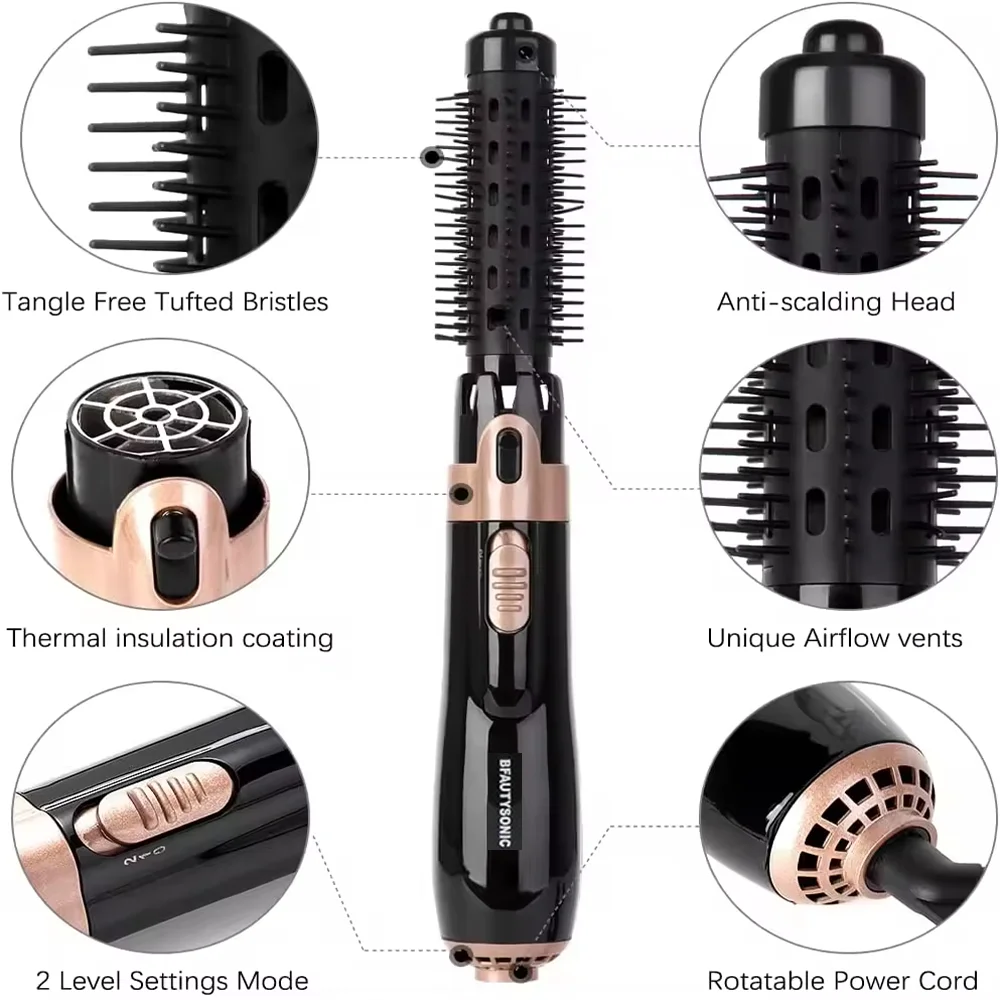 Multifunctional Hair Dryer Brush Hot Comb Hairdressing Tool 4 In 1 Hair Curle Dryer Straightener Comb Electric Rotating Curling