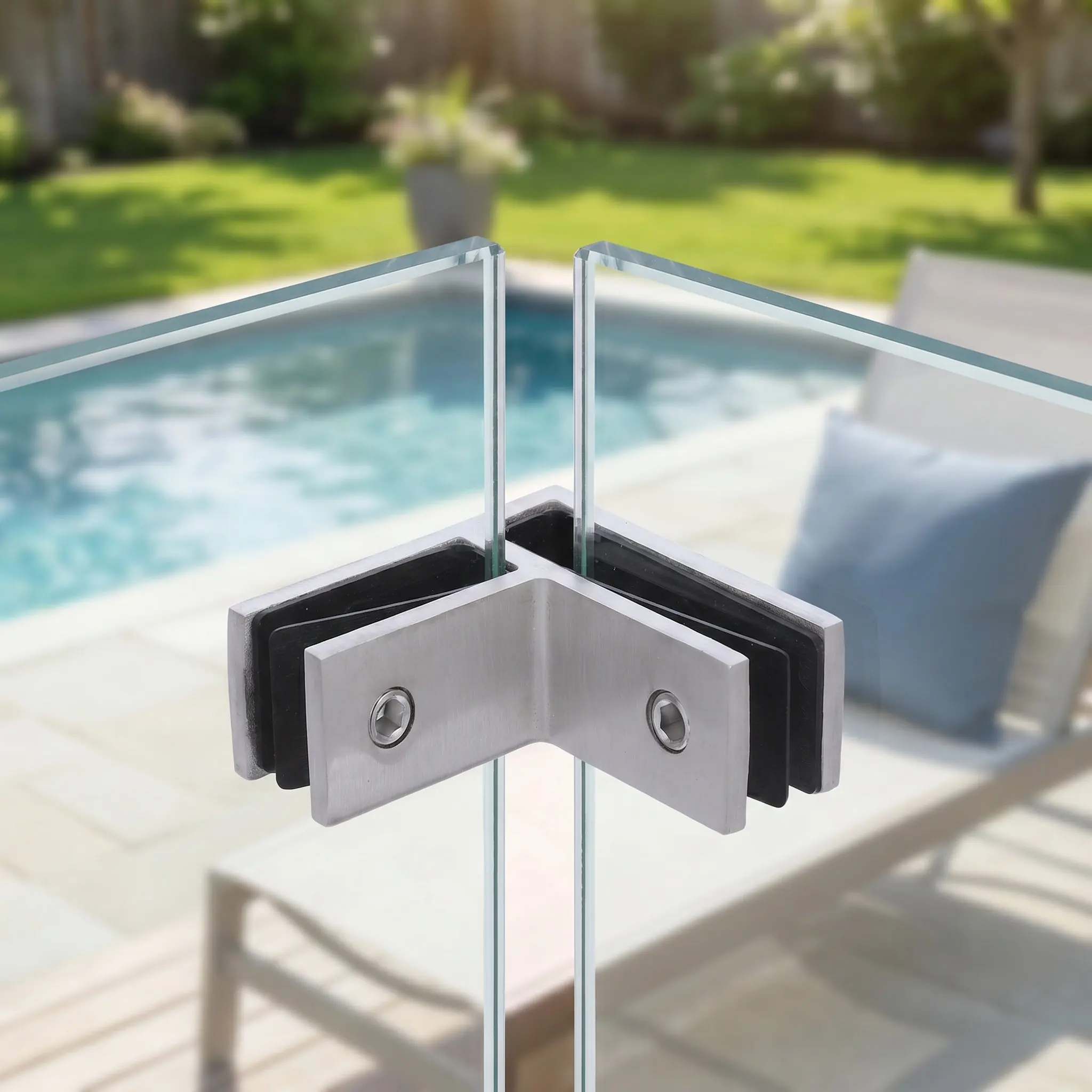 90 Degree Stainless Steel Glass Clamps Shelves Support Bracket Clips Hardware Connector Railing Pool Fence Bracket