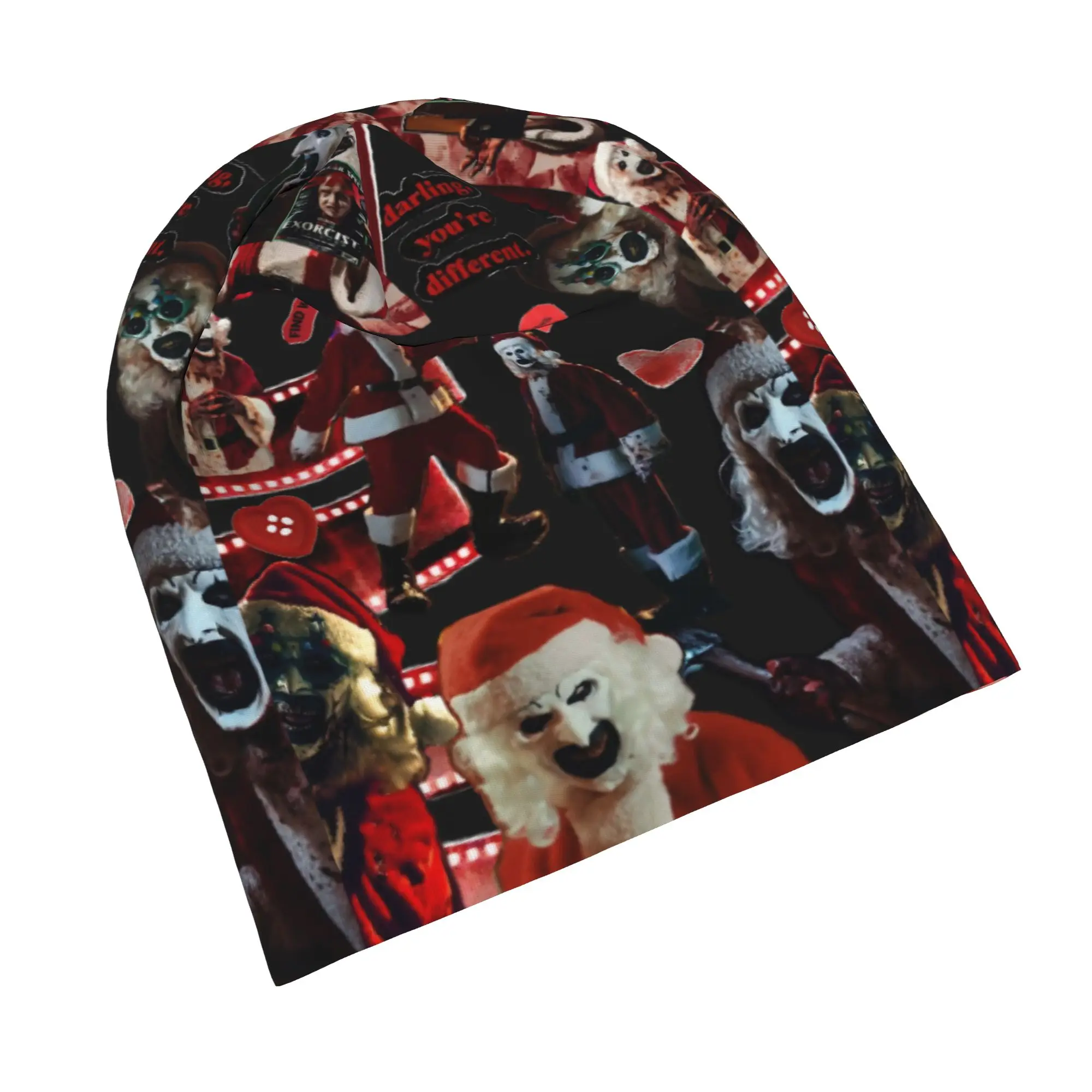Terrifier Christmas Bonnet Hats Autumn Winter Outdoor Skullies Beanies Hat Horror Movie for Men Women Warm Dual-use Caps