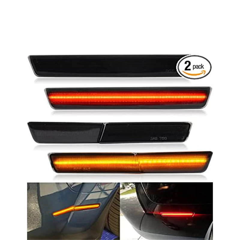 

4Pcs LED Front Rear Side Marker Lights Turn Signal Lamp Smoked Lens For Dodge Challenger SRT Widebody 2018 2019 2020 2021 2022