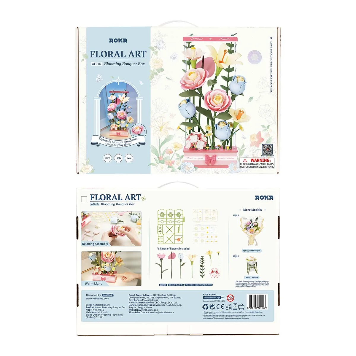 Robotime Rokr Blooming Bouquet 3D ปริศนาของเล่นสําหรับหญิงสาว Building Block ชุดตกแต่งบ้าน Easy ประกอบดอกไม้
