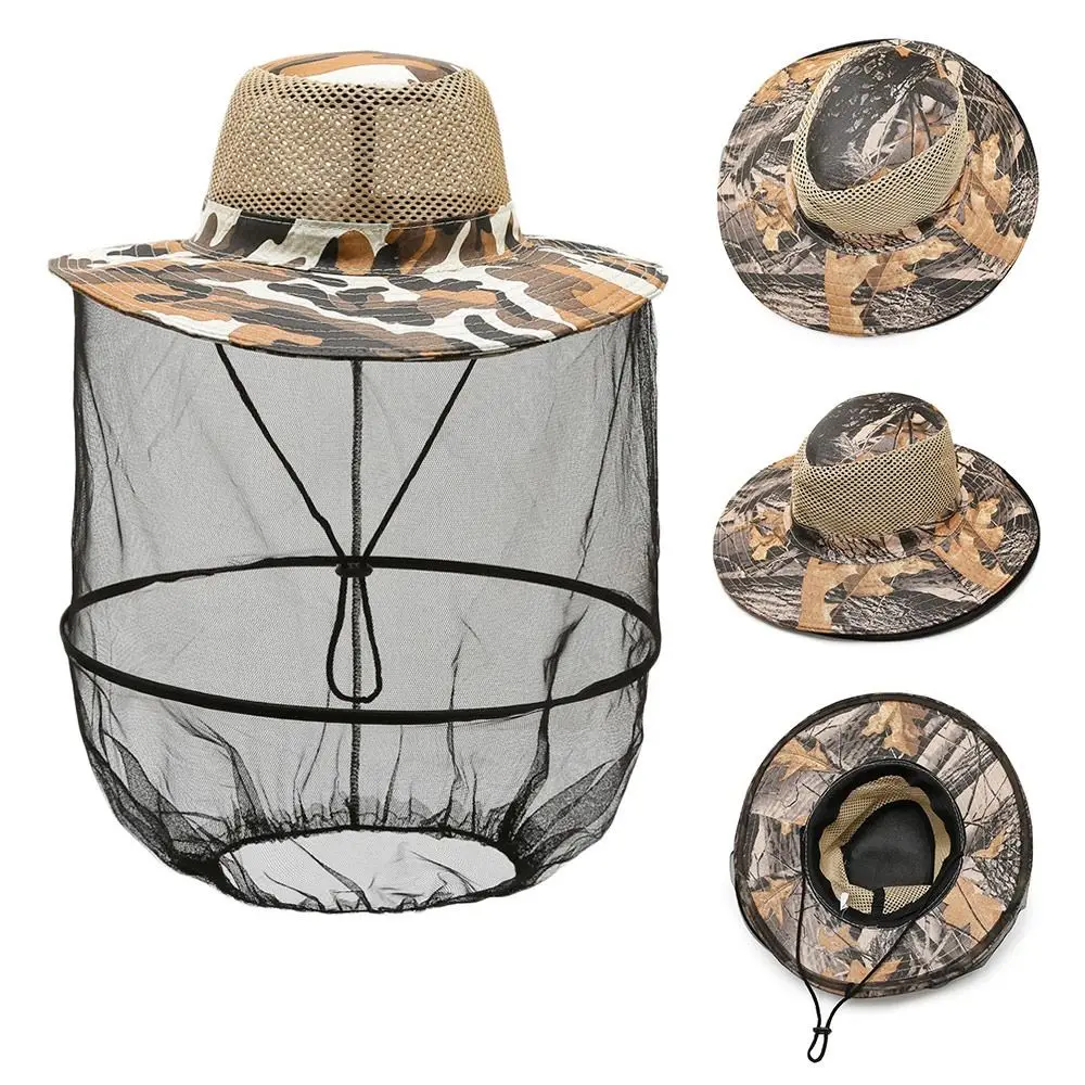 Outdoor Sunscreen Mosquito Hat Foldable Casual Fishing Sun Cap Repellent Protection Insect Bee Protection Bucket Hat