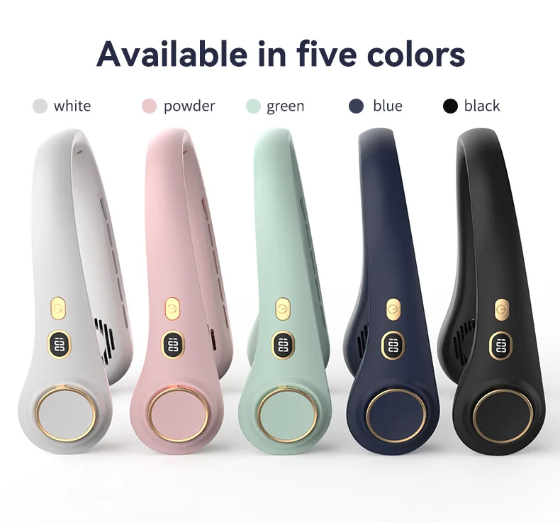 Portable Hanging Neck Fan Rechargeable Personal Neck Ventilator Digital Display Personal Cooling For Outdoor Travel Sports