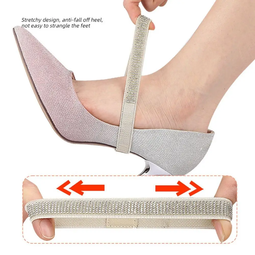 1Pair New Anti-skid Rhinestone High Heels Shoes Band Adjustable Anti-loose Women Shoelaces Shoe Decoration Shoe Belt for Women