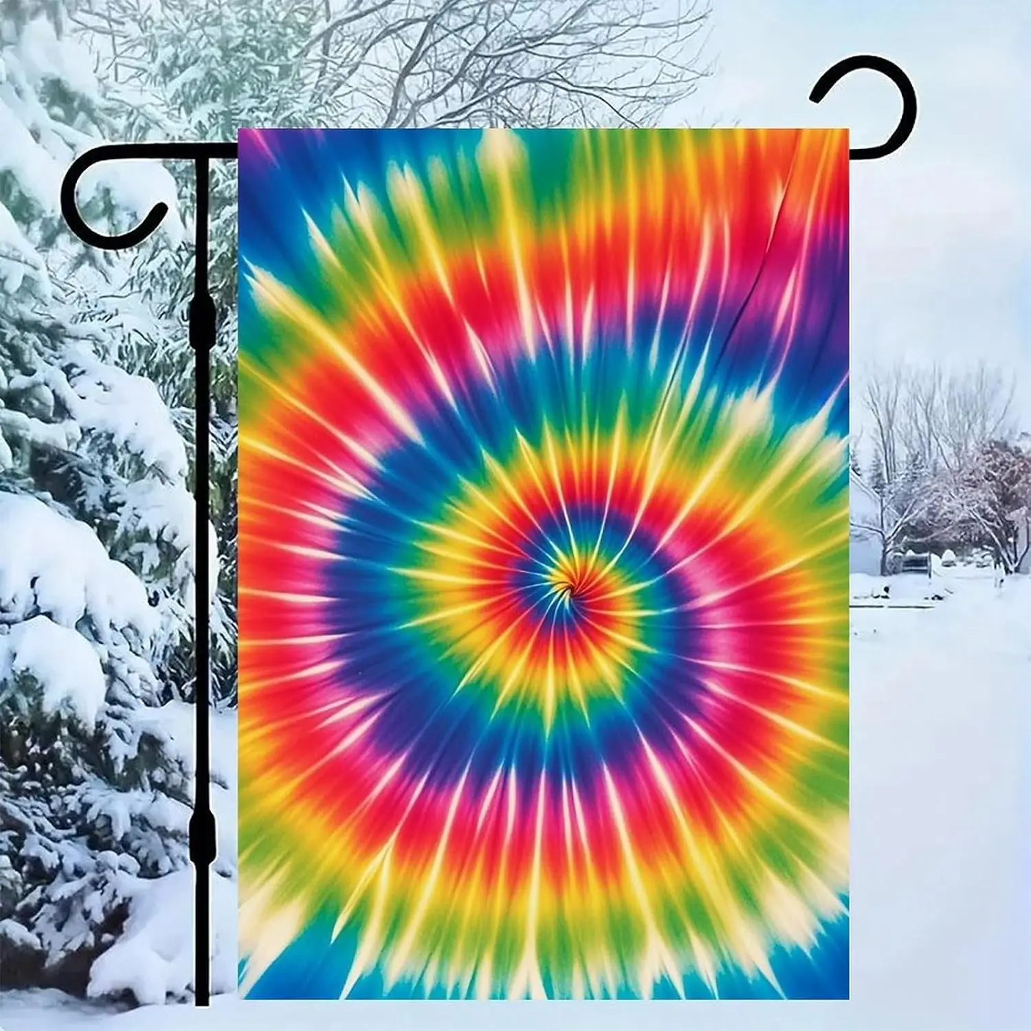 Tie Dye Rainbow Garden Flag for Entrance, Lightweight Holiday Banner for Home, Multifunctional Yard Flag for All Seasons, Po llp