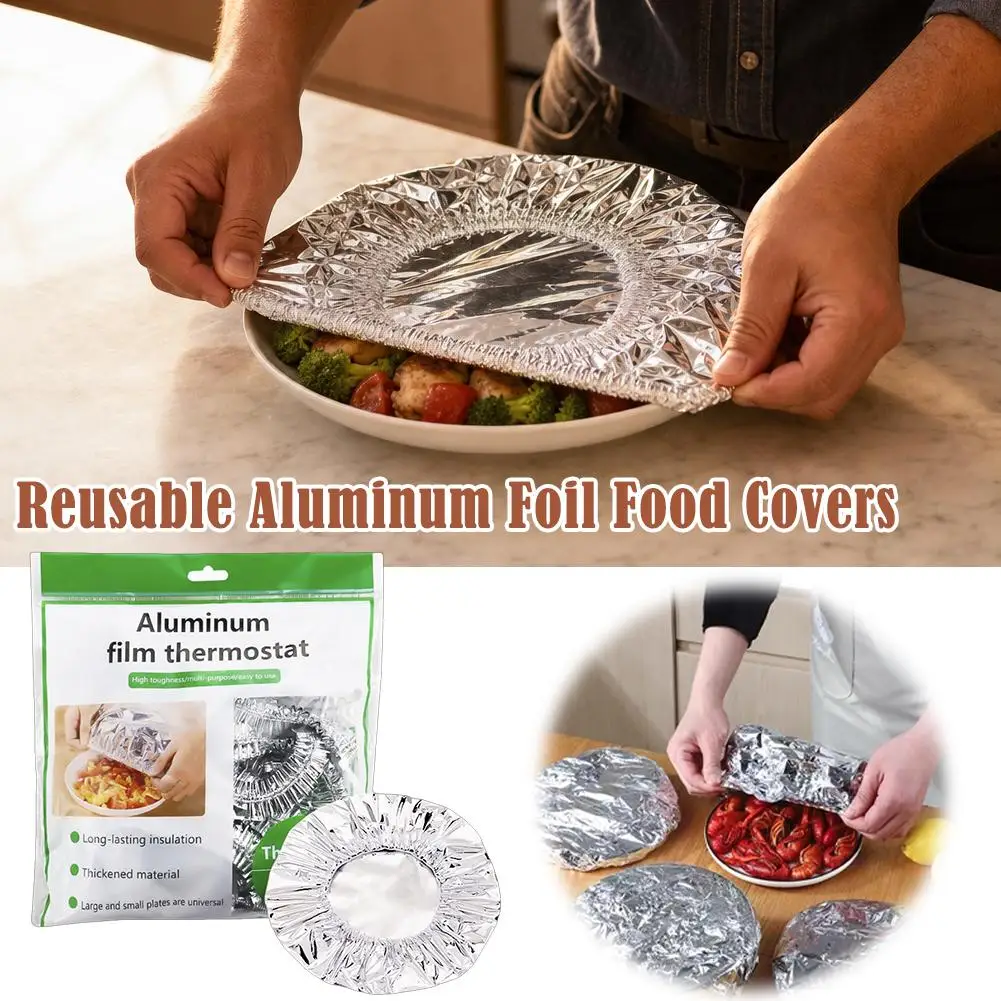 1/3/5bag Reusable Aluminum Foil Bowl Cover Heat Insulation Heat Preservation Food Grade Oven Takeaway for Home Kitchen Picnic