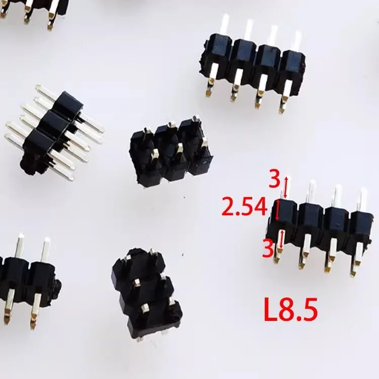 100PCS 2.54mm Short Profile L8.5mm 2x2/3/4/5/6P 10PCS 40P Straight Double Row 0.8U Gold Breakaway PCB Connector Male Pin Header