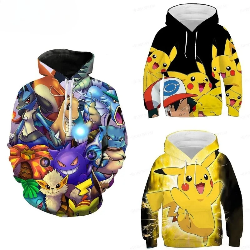 

Hot Sales Pikachu Anime Elf 3D Digital Printing Fashion Casual Sweatshirt Hooded Pullover Zipper Shirt Birthday Gift
