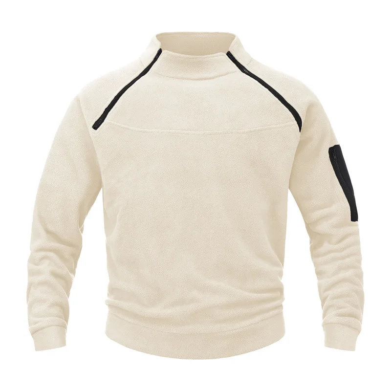 Muscular men's autumn and winter warm sweatshirt, double-sided fleece zipper high-neck long-sleeved sports top for men