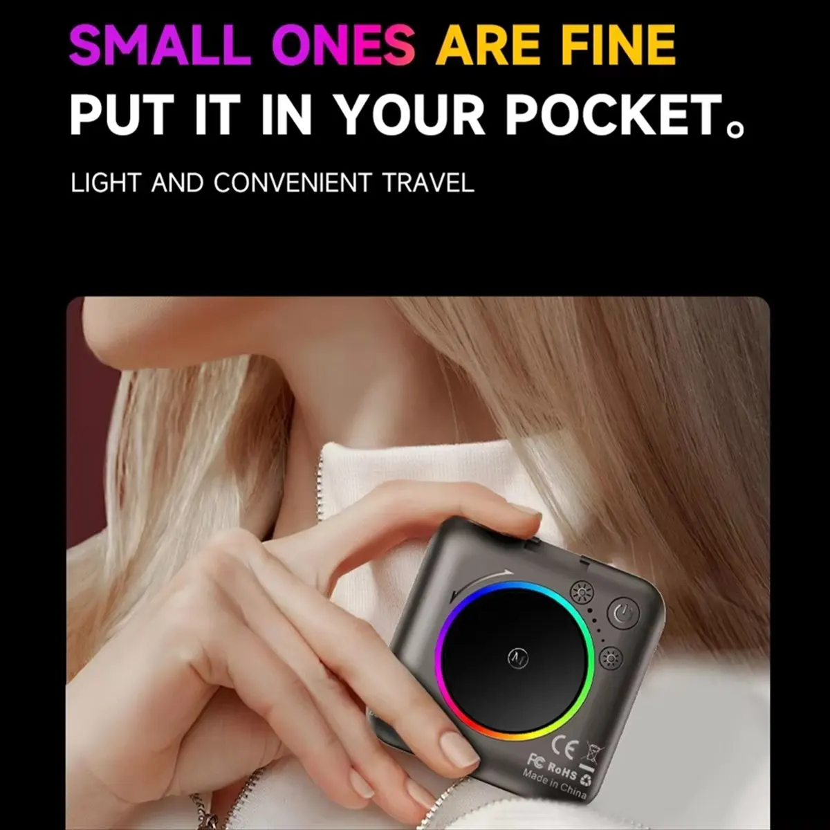 MiniPocket RGB Fill Light Portable Photography LED Video Light for Mobile Phone Selfie Live for Camera Laptop RGB Lamp,B