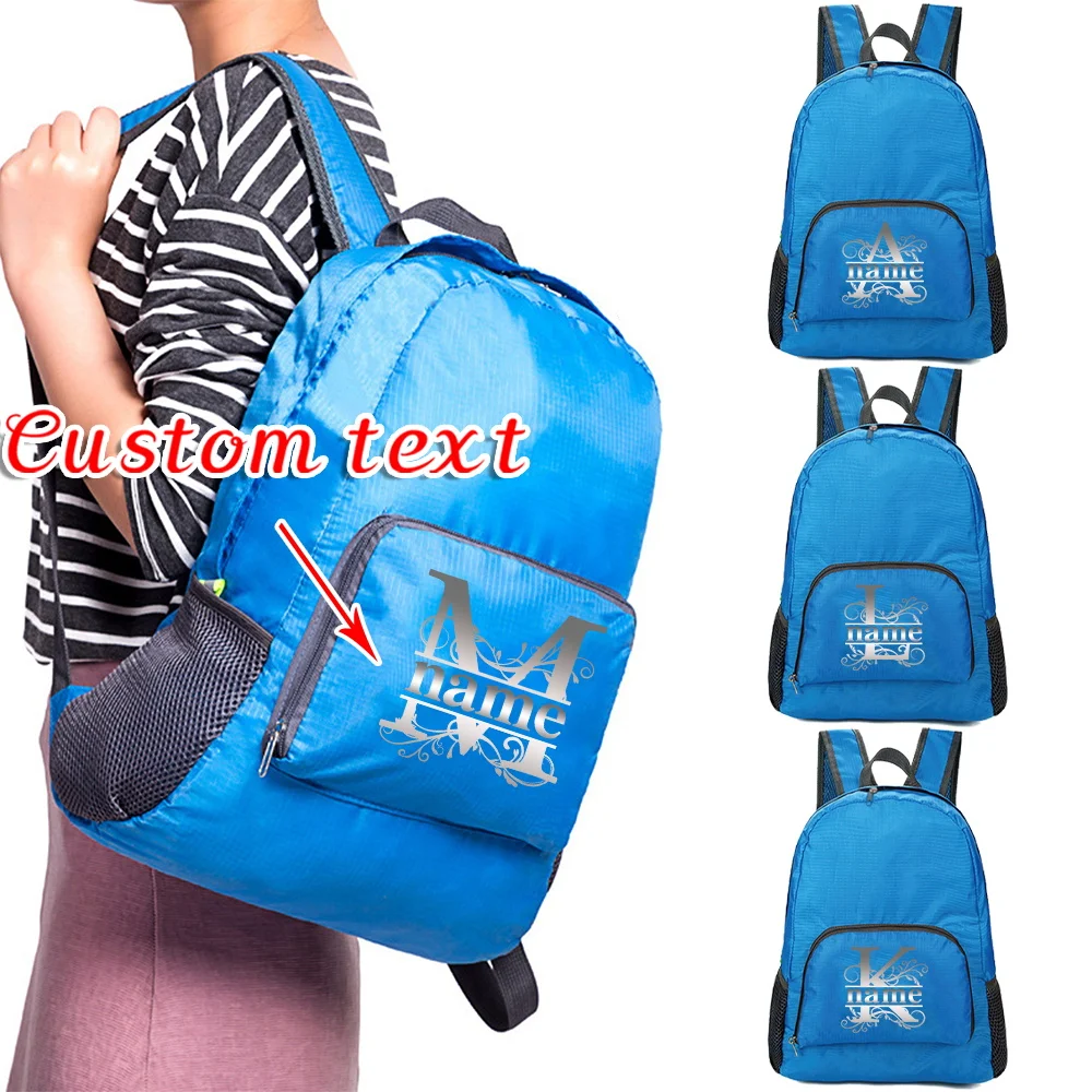 

Personalized Customization Foldable Blue Backpack Large Capacity Camping Bag Lightweight Hiking Backpack Fashionable Pattern