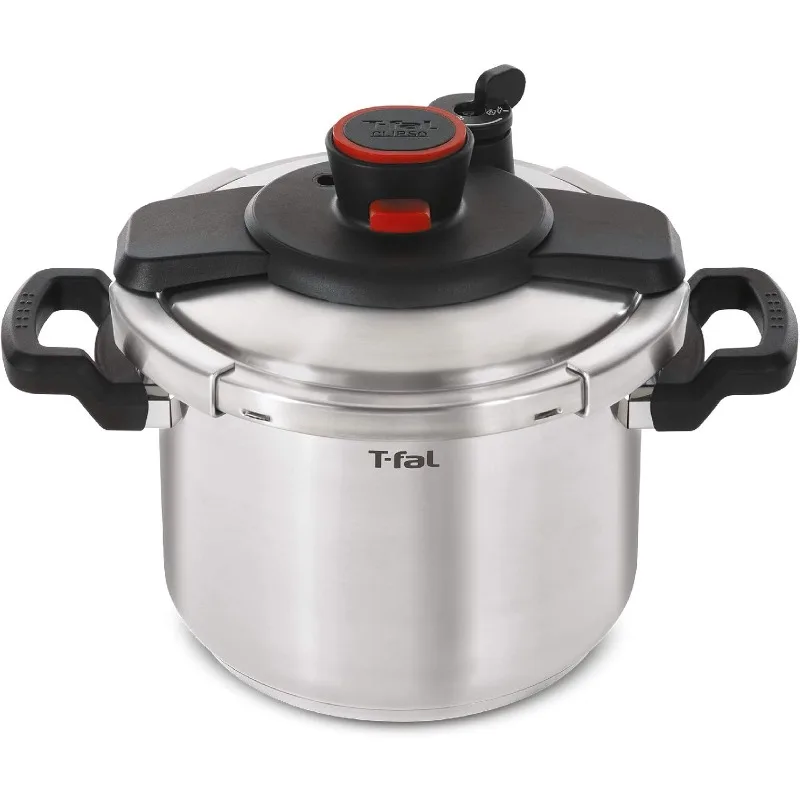 Clipso Stainless Steel Pressure Cooker 8 Quart, Induction Compatible, Secure locking System, One Hand System, Fast Cooking