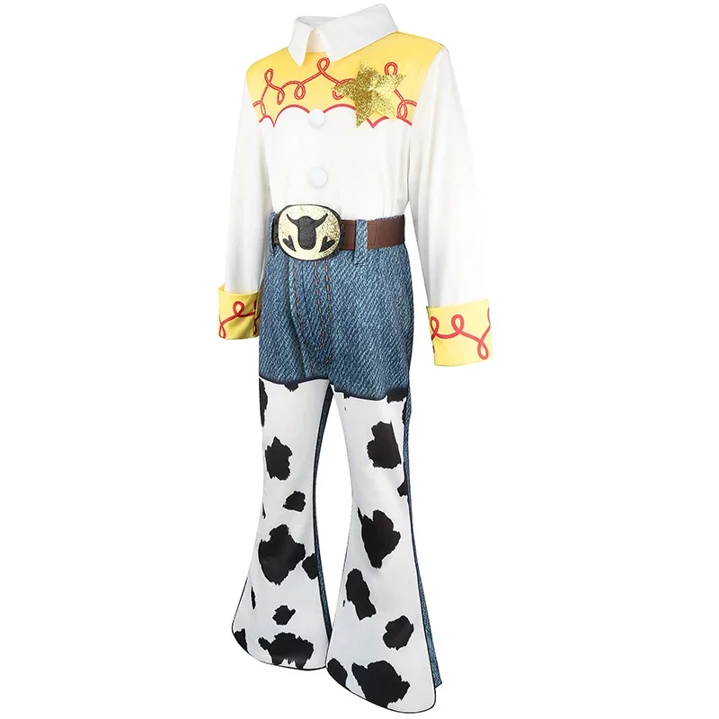 2 Stile Mädchen Western Ranch Cowboy Set Langarm-Oberteil mit Kuhmuster Schlaghose Kinder Halloween Cosplay Auftrittskleidung – Detail 4