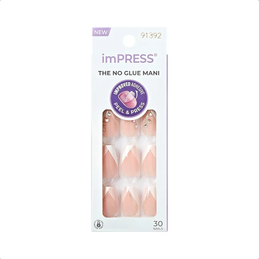 

imPR Pr On Nails Glimpse Светлый нейтральный + белый кончик Французский средний размер В комплект входит 30 подушечек для подготовки ногтей Лист 1 маникюр