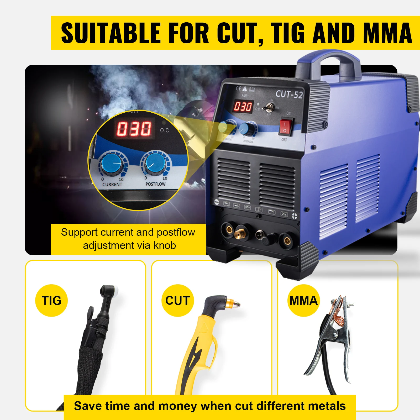 VEVOR 120A 200A palnik plazmowy TIG/MMA 3 w 1 spawarka inwerterowa CT312 CT520 bezdotykowy Pilot Arc Combo spawarka 110V/220V