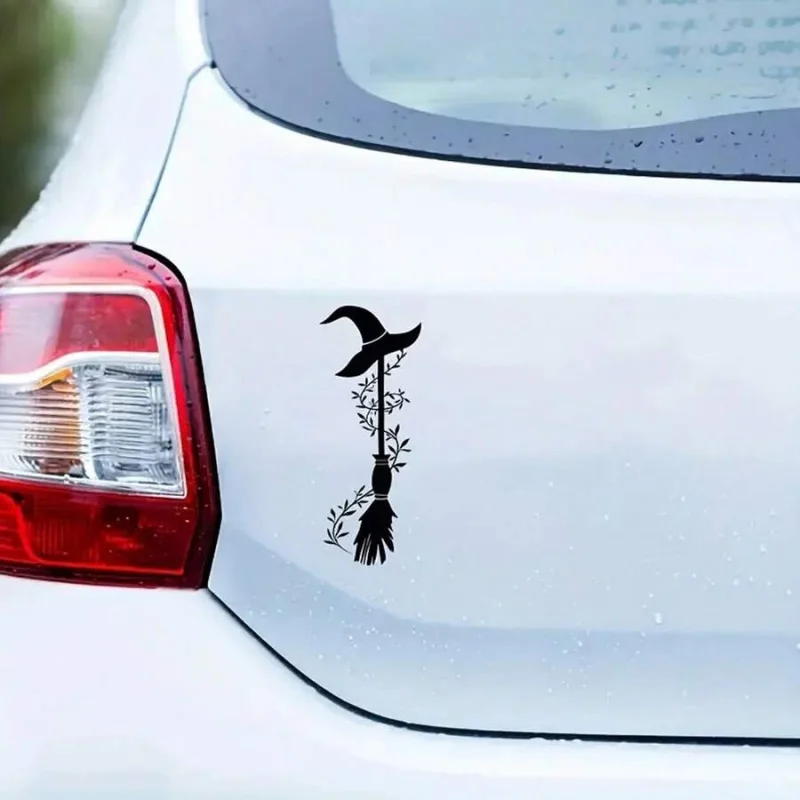 Witch Broom Car Stickers, Beautiful Car Decorations, Halloween Witch Broom Pattern,Suitable For Home And Vehicle Decoration