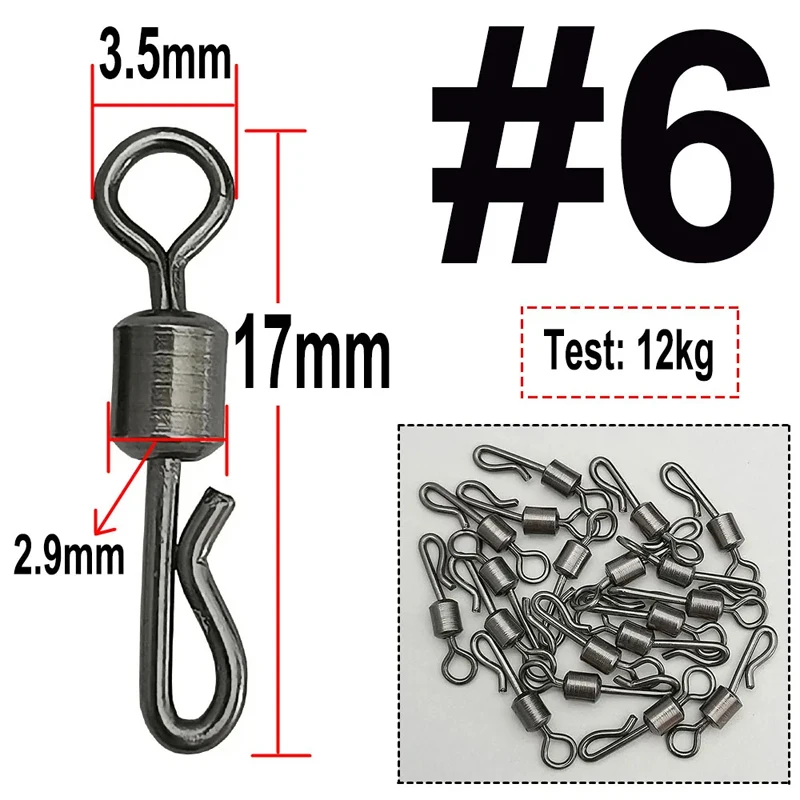 50pcs Bearing Swivel Fishing Connector Q Shaped Quick Change Swivels For Carp Fishing Terminal Tackle Accessories image 5