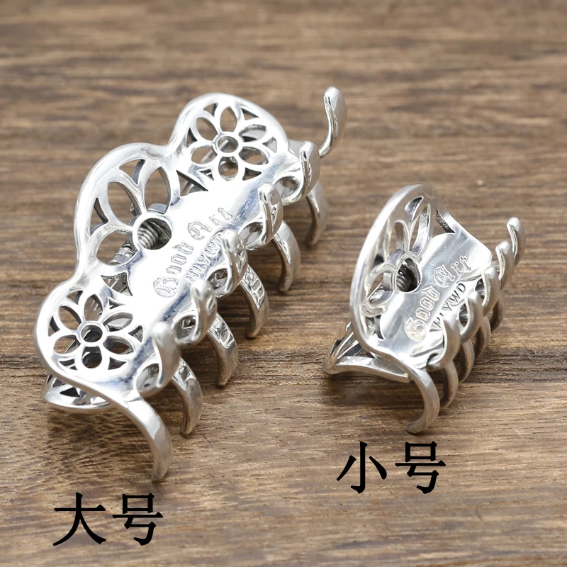 

sterling silver Thai silver cherry blossom simple glossy fashion women's hair clip barrettes trendy hair accessories ornament