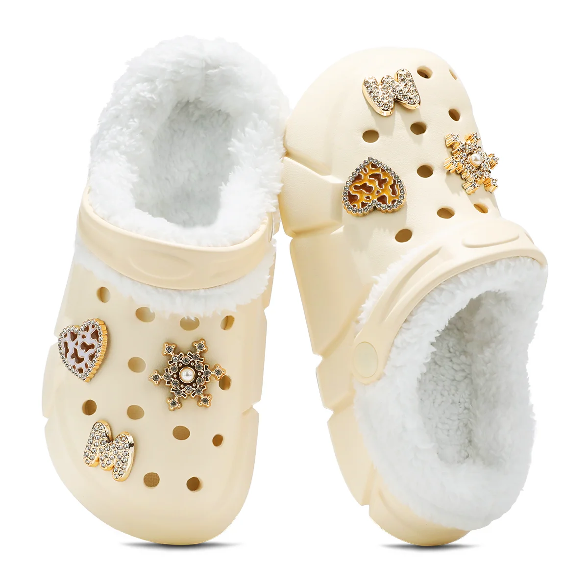 Kids Cotton Lined Clogs and Mules, Fur Lined EVA Garden Shoes, Non-Slip Winter Warm House Slippers for Boys Girls 3057