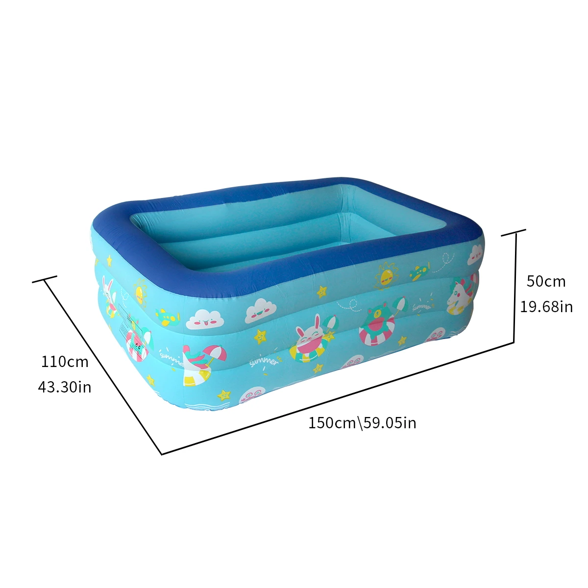 Piscina gonfiabile per bambini, bambini piccoli, piscina gonfiabile con palline in PVC 150 * 110 * 50 cm per cortile interno ed esterno sulla spiaggia