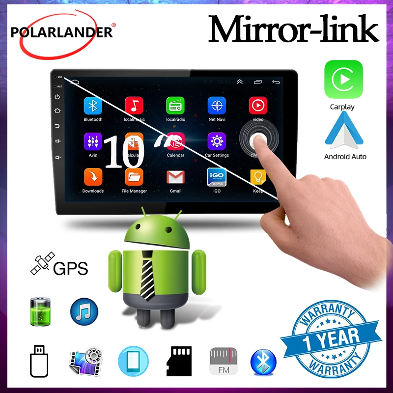 10 Inch 2 Din Android 13 Car Radio Wireless Carplay GPS Navigation 2GB 32GB Bluetooth FM Universal