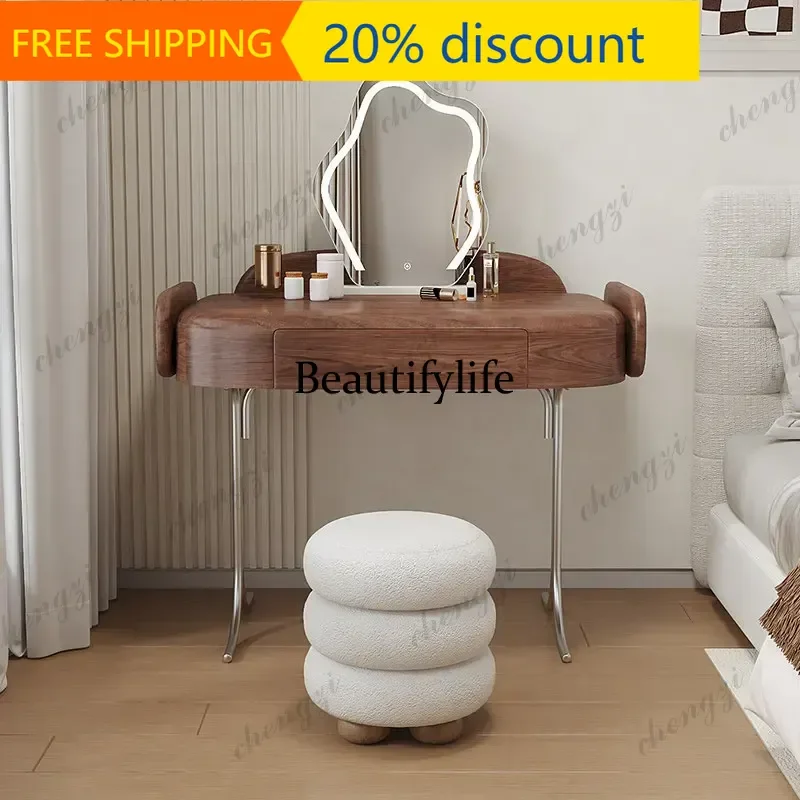Japan Make Up Dressing Table Stool Storage Space Vintage Mirror Vanity Desk Drawers Compact Tocador Maquillaje Home Furniture