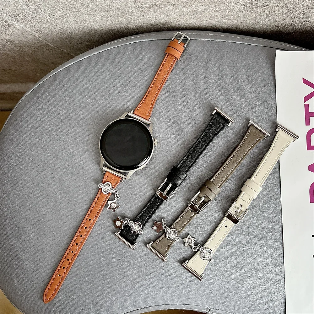 Slim Leather Band for Samsung Galaxy Watch6 Classic3 4 5Pro  Active Strap for Amazfit Bip Huawei GT2/3 40/41/42/43/44/45/46/47mm