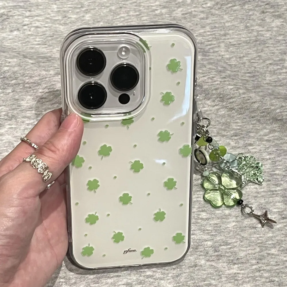 Summer Green Lucky Four-Leaf Clover Phone Case For Samsung Galaxy S25 S24 S23 S22 S21 S20 FE Note20 