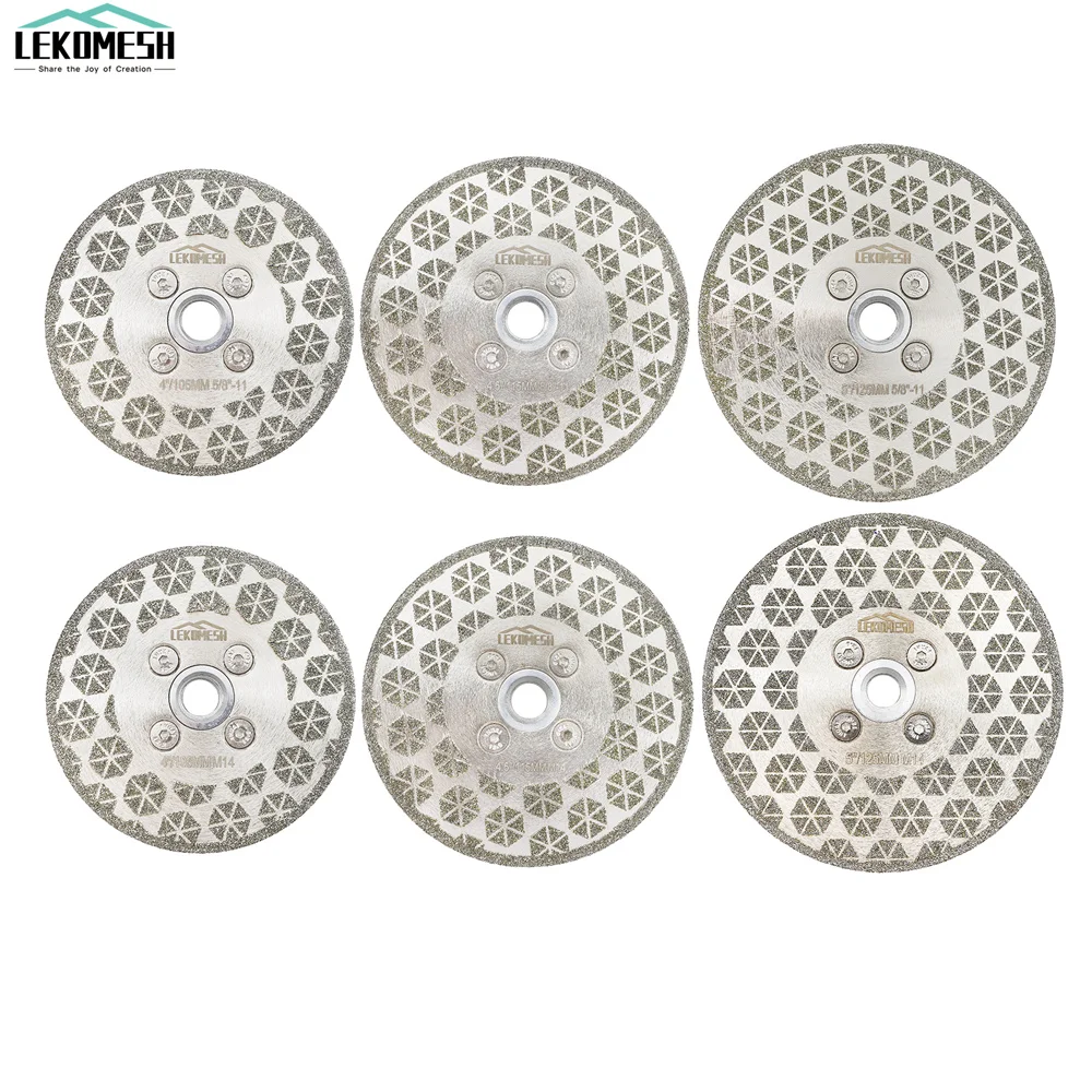 

LEKOMESH 1pc 105/115/125mm Diamond Cutting Disc Hexagon Double Side Flange Coated Electroplated Blade For Cutting Granite Marble