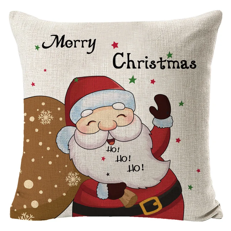 Vintage Christmas Collection 40x40 Pillow Case Linen Square Throw Pillow Case Decorative pillows for Sofa Fundas De Cojines