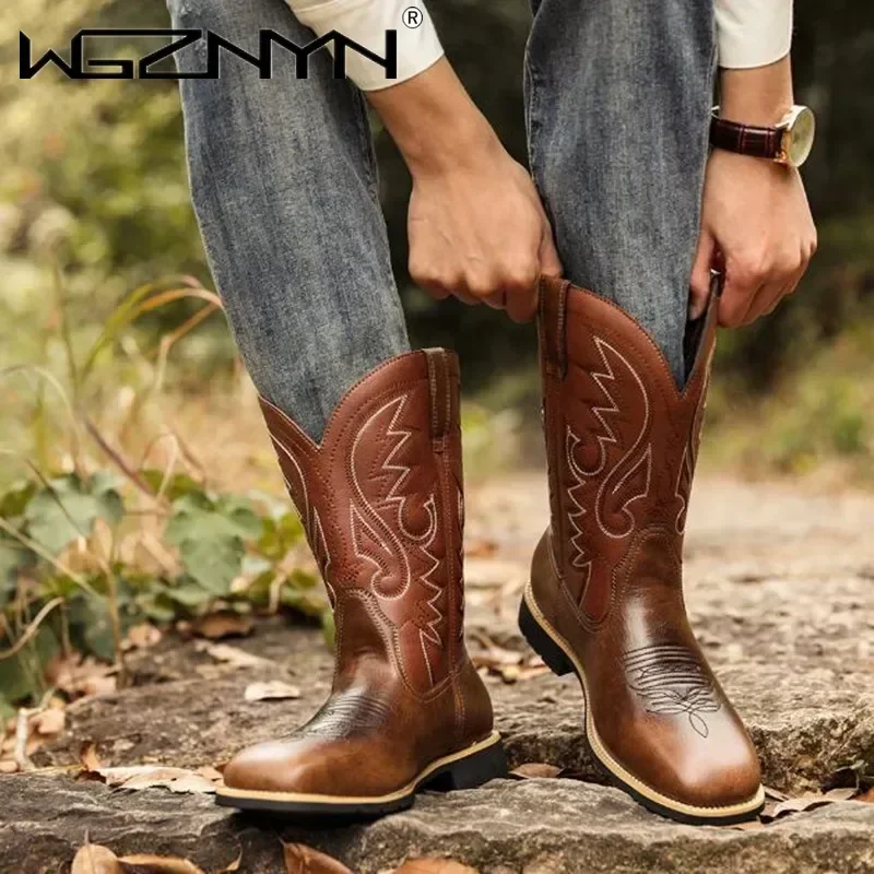 

Men Women Mid-calf Boots Handmade Retro Western Cowboy Boots Leisure Casual Loafers Sneakers Riding Shoes Zapatos Hombres Unisex