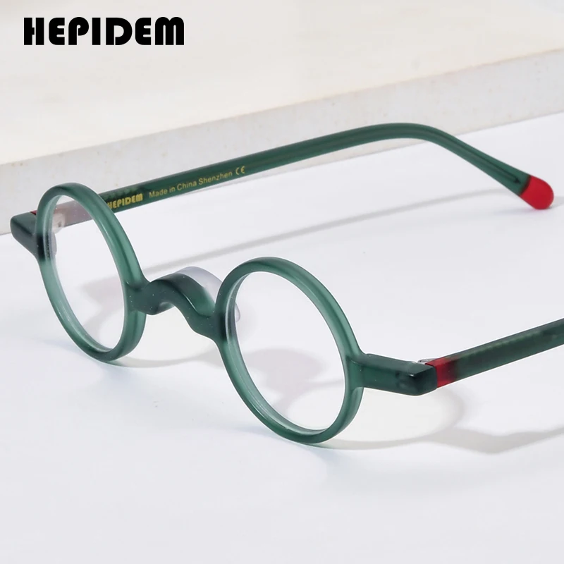 HEPIDEM Acetate Glasses Men Famous Brand Design Retro Round Women Nerd Eyeglasses Frame Spectacles Small Vintage Eyewear 9266