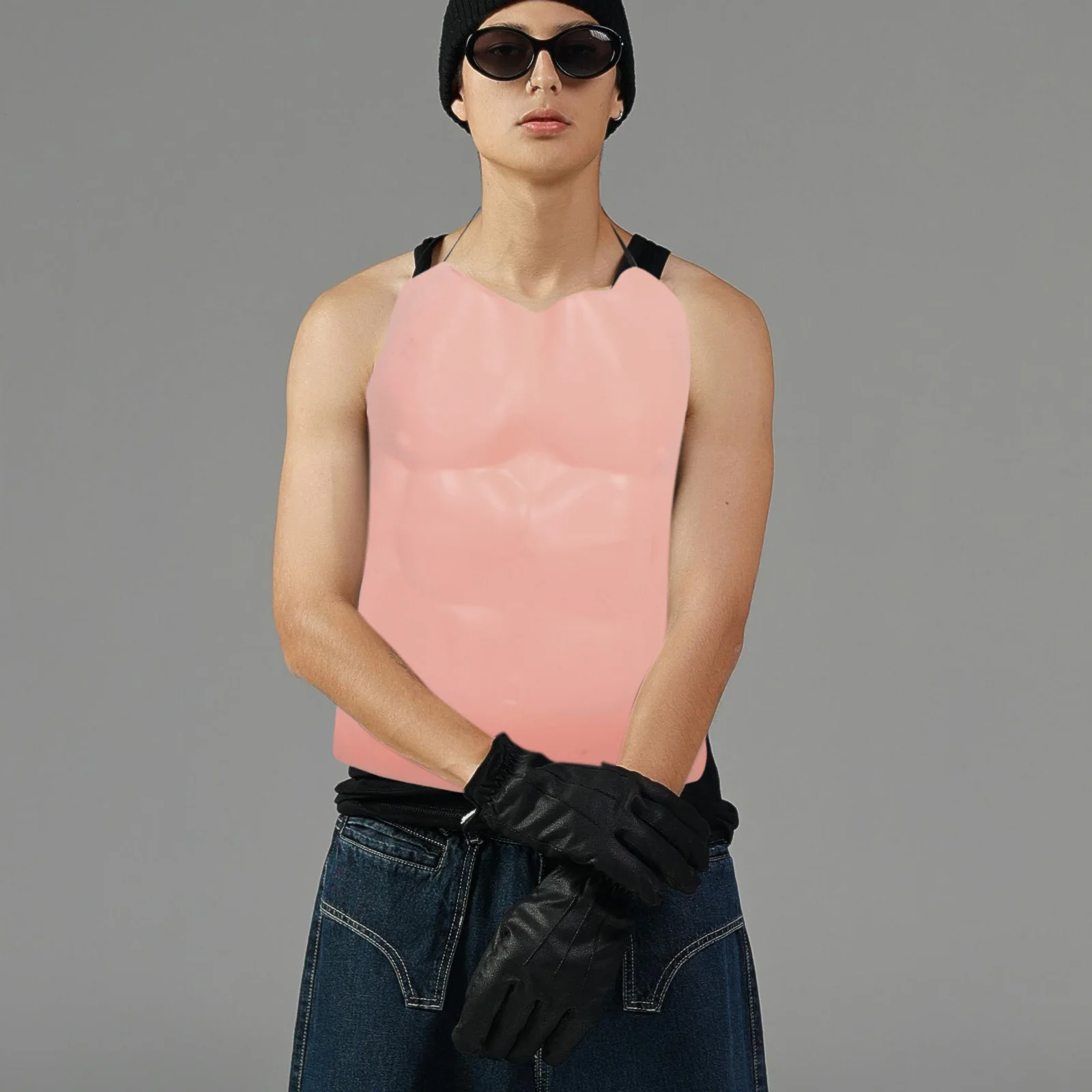 Corbatas de cinta ligeras de Material Eva, músculo pectoral falso realista, disfraz de Halloween, fiesta, Cosplay, accesorio para el pecho