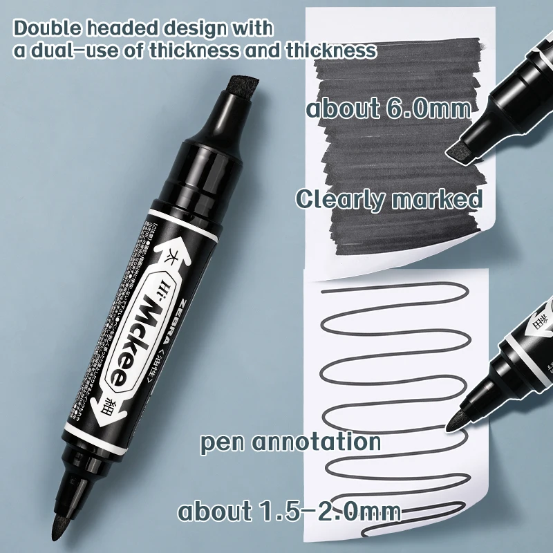 Japan Zebra Marking Pen, Black, Dual Head, Oil-Based, Fast-Drying, Water & Alcohol-Resistant, Durable, Fine and Broad Tip Mo-150