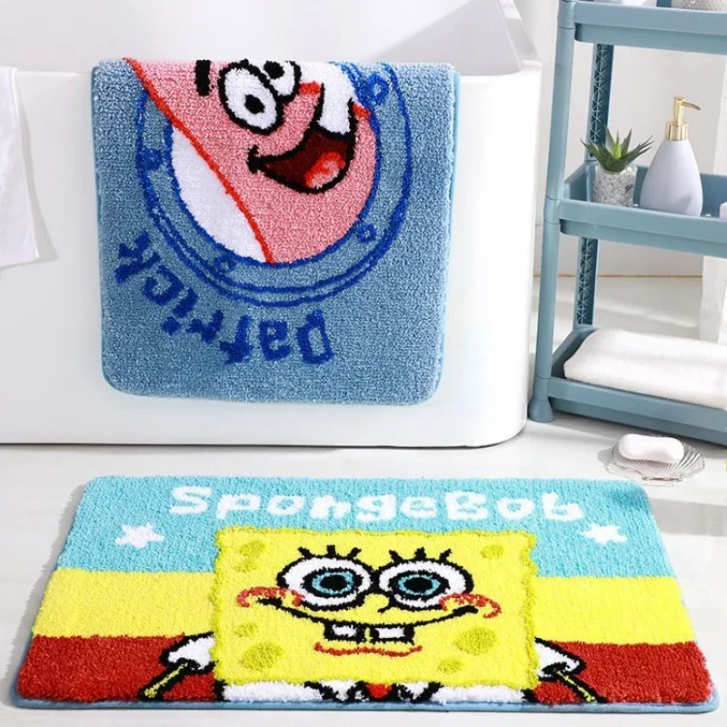 SpongeBob Non-Slip Bath Mat Cute Cartoon Doormat Absorbent Carpets Entrance Rug Balcony Floor Mat Living Room Bathroom Area Rugs
